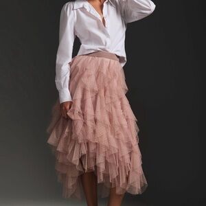 Anthropologie Pink Layered Asymmetrical Skirt